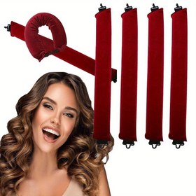 Resim Isısız Saç Bukle Makinesi Isıya Gerek Olmayan Saç Ruloları Yumuşak Kıvırma Çubuğu Bandana Uyku Tembel Bukleler Sarılabilir Esnek Çubuklar Saç Şekillendirme Araçları 