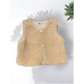 Resim Çikoby Kız Bebek Peluş Yelek-14866 Bej 