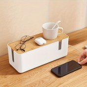 Resim Fişli Kart Depolama Kutusu Şarj Cihazı Elektrik Prizi Kablo Düzenleyici Oturma Odası Masaüstü Kablo Düzenleme Depolama Kutusu 