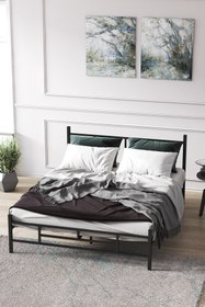 Resim Mobpazar Metal Karyola, Defne Metal Karyola Siyah Renk, Çift Kişilik, Ölçü Seçenekli 