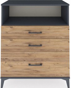 Resim Hyperion Şifonyer Tek Raflı 3 Çekmeceli 88x44x106 Antrasit-çam Antrasit 