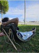 Resim Portatif Şezlong Haki Renk Arkalıklı Katlanır Plaj Ve Piknik Örtüsü 