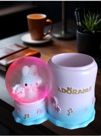 Resim Pilli Işıklı Dekoratif Kar Küre Kalemlik 15cm X 10cm 