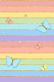 Resim Pelangi Kelebek Desen Gold Şeritli Renkli Dijital Baskı Yıkanabilir Kaymaz Taban Genç Kız Çocuk Odası Halısı, Karışık Renkli 80 x 150 