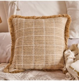 Resim Soft Palm Breeze Jüt Görünümlü Kırlent - Kahverengi - 45x45 Cm Çok Renkli 