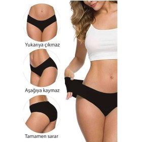 Resim Kadın Dikişsiz Lazer Kesim Esnek İz Yapmayan Külot Siyah S-m Çok Renkli 
