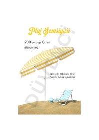 Resim Sarı Beyaz 200cm, 8 Telli Plaj Şemsiyesi Sarı - Beyaz 
