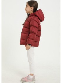 Resim Spor Kız Çocuk Polarlı Kürklü Kapüşonlu Su Geçirmez Rüzgara Dayanıklı Şişme Mont-107 Bordo 