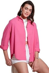Resim Lela Pamuklu Regular Fit Uzun Kollu Düz Gömlek Bayan GÖMLEK CF25S168305 