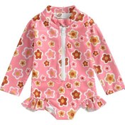 Resim Pembe Çocuklar Bebek Kız Mayolar 12m 18m 24m 3y 4y 5y Yaz Çiçek Uzun Kollu Fermuar Ruffles Tulum Mayo Beachwear Mayo 12 - 18 Ay Pembe 
