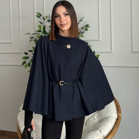 Resim Liya Kemerli Kaşe Lacivert Panço - S 