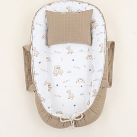 Resim Babynest ve Yastık - Çift Taraflı - Toprak Muslin - Kahverengi Ördek 