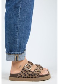 Resim İrene Platform Deri Kadın Terlik Leopar-7125 Leopar 