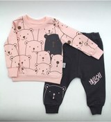 Resim Zeo kids Hello Ayılar Bebek Takım Sweat Pijama Eşofman Takım 1452 