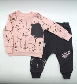 Resim Zeo kids Hello Ayılar Bebek Takım Sweat Pijama Eşofman Takım 1452 