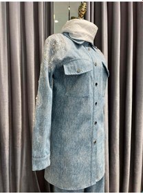 Resim Selinada Omuz İşlemeli Kot Ceket - Açık Mavi - 40 Açık Mavi 