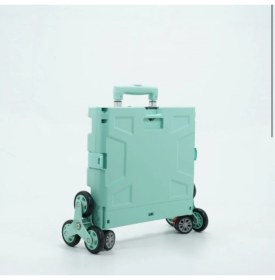 Resim PremiumPort Katlanabilir Yükseklik Ayarlı Market Taşıma Arabası, Açık Yeşil, 25 kg Kapasite 