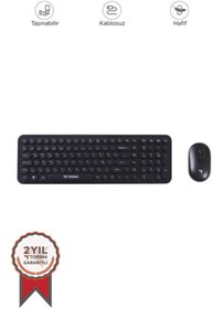 Resim Torima TMK-07 Siyah Retro Daktilo Görünümlü Kablosuz Q Klavye Mouse Seti 