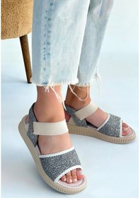 Resim Biçomi Jake Yeşil Hasır Cilt Sandalet Çok Renkli 