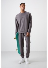 Resim Tommy Life Koyu Gri Pamuklu Kalın Yumuşak Dokulu Comfort Fit Baskılı Erkek Eşofman Takım - 85253 Koyu Gri 