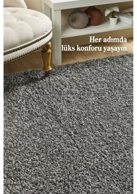 Resim Modern Desensiz Gri Halı Salon Halısı Oturma Odası Halısı Çocuk Halısı Yumuşak Halı Yuvarlak Gri 