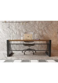 Resim Ntconcept Alfa Normal Ceviz Renk Masif Ağaç Ofis ve Çalışma Masası - Ebat Seçenekli 