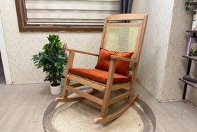 Resim VERANDA MİNDERLİ SALLANAN SANDALYE, TURUNCU, NATUREL AYAK 