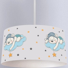 Resim instababyrooms Ayda Uyuyan Ayı Desenli Çocuk Odası Dijital Baskılı Sarkıt Avize 