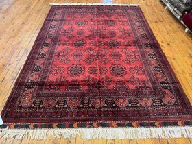 Resim Dark Red Hand-Knotted Natural Carpet 5x6.5ft 
