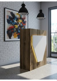 Resim Resital Ledli Karşılama Bankosu G-90 Cm Ofis Kasa Resepsiyon Masası Banko-001-2-1 