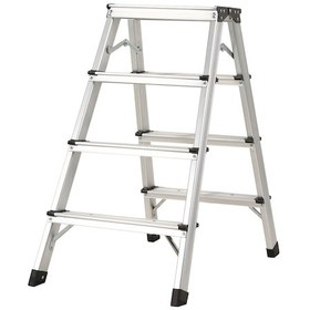 Resim Asil 4+4 Basamaklı Çift Taraflı Çift Çıkışlı Alüminyum Katlanır Merdiven 150 Kg Kapasiteli Kaymaz Taban 1 Adet 