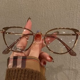 Resim Y2K Tarzı Kadın Kedi Gözü Gözlük - Şeffaf Lensler, Hafif PC Çerçeve ve Metal Menteşeler & Zincir Detayları, Bilgisayar Ekran Temizleme Bezi Dahil 