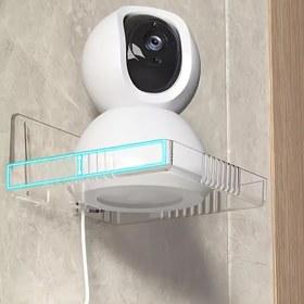 Resim 1 adet Matkap Gerektirmeyen Duvara Monte Güvenlik Kamerası Tutucu, Hasarsız İç Gözetim Kamera Standı, Yuva, Yüzük, Arlo için Şeffaf Plastik Klipsler ile - Şık Beyaz Ev İzleme Aksesuarı 