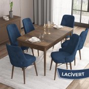 Resim Canisa Concept Iza Serisi 80 x 132 cm Açılabilir Mdf Masa Barok Ahşap Desen Mutfak Masa Takımı 6 Sandalye 