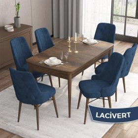 Resim Canisa Concept Iza Serisi 80 x 132 cm Açılabilir Mdf Masa Barok Ahşap Desen Mutfak Masa Takımı 6 Sandalye 