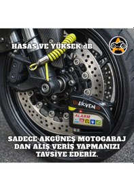 Resim Akgüneş Motogaraj Yüksek Hassasiyetli Yüksek Desibelli Motosiklet Disk Kilidi + Hatırlatma Kablosu Siyah 