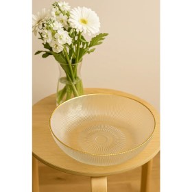 Resim PremiumPort Altın Kaplama Yuvarlak Sunum Kasesi 24 Cm, Şık ve Zarif Meyve & Salata Kabı 