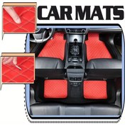 Resim Honeybeeshop Tesla Model 3 2019-2023 Premium 3 Katmanlı Suni Deri Zemin Matı Kırmızı 