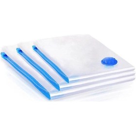 Resim 3 Adet Vakumlu Poşet Seti 60 Cm X 80 Cm Orta Boy Yastık, Elbise Vakumlu Hurç Şeffaf 