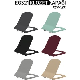 Resim Elegant Rim-Off Duroplast Yavaş Kapanan Klozet Kapaklı Mat Berry Set 