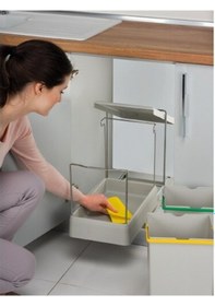 Resim Pelikan Carrier Raylı Çift Bölmeli Dolap İçi Çöp Kovası 14 + 14 Gri 