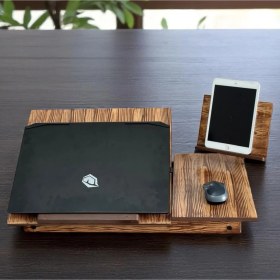 Resim Pawn Mark Company Ayarlanabilir Katlanır Laptop Sehpası - Telefon Bölmeli Çalışma Masası ve Laptop Standı 