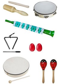 Resim Midex Örf Aletleri Seti Under Paket-2 Marakas Melodika Zilli Tef Çelik Üçgen Vurmalı Çalgı (7 Parça) 