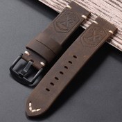 Resim Vintage El Yapımı İlk Katman İnek Derisi Saat Kayışı, 22mm 24mm 26mm, X Desenli ve Döngü Fermuarlı Yumuşak Erkek Deri Bileklik, Rahat Tarz Kolye 