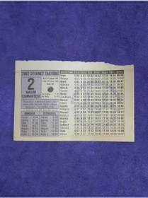 Resim 2 Kasım 2002 Takvim Yaprağı - Nostalji Koleksiyonluk Takvim Yaprağı A 