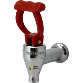 Resim Semaver Musluk Göstergesiz, Içten Dişli, Basmalı, Demir, Kırmızı Saplı, Kayalar Kazan ve Çaycı Musluğu 7,5cm 