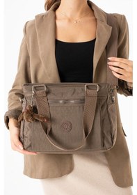 Resim Su Geçirmez Klinkır Kumaş Hem Omuz Hem Postacı Olarak Kullanılabilen Modern Kadın Çanta Kahverengi 