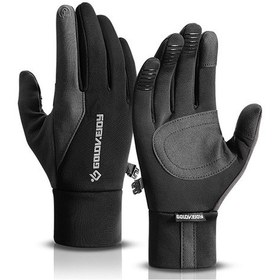 Resim Sdshı 1 Çift Kış Kaymaz Sıcak Eldiven Dokunmatik Ekran Motosiklet Eldiveni Gri - Siyah 