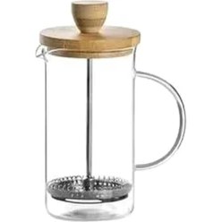 Resim Storemax Bambu Kapaklı Cam French Press – Dayanıklı Çay ve Kahve Demliği, 600 ml Şeffaf Cam, Paslanmaz Çelik Filtreli 