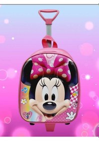 Resim Tezzgelsin Kız Çocuk Minnie Mouse 5d Baskılı Çekçekli Tekerli Anaokulu Kreş Okul Çantası Ve Sırt Çantası Pembe 